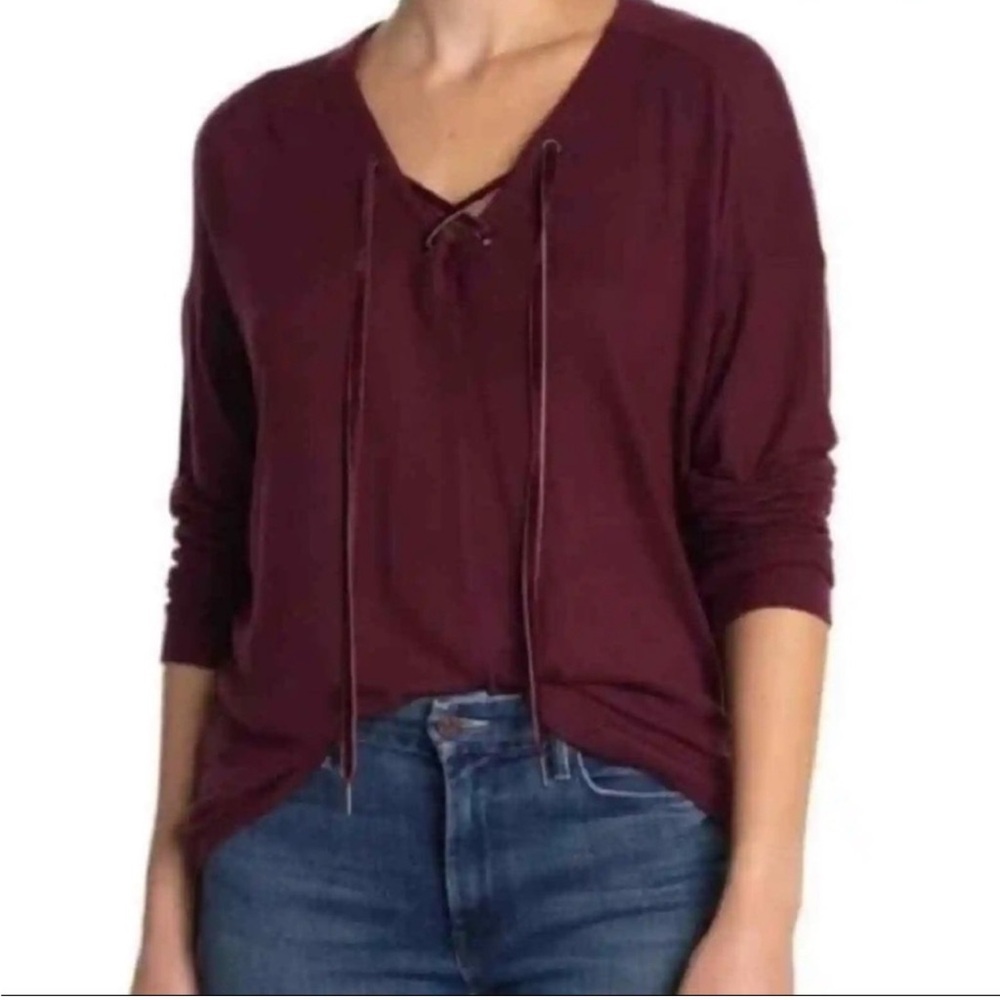 Rails Leigh Port Soft Lace Up Sweater Cozy Size L